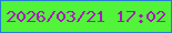 文字の大きさ：2、枠の色：257dd4、背景の色：51f439、文字の色：ab17c0 無料ブログパーツのブログ時計