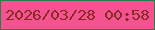 文字の大きさ：1、枠の色：257f4a、背景の色：f45290、文字の色：872b25 無料ブログパーツのブログ時計