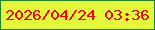 文字の大きさ：1、枠の色：258223、背景の色：e4f83b、文字の色：ed0603 無料ブログパーツのブログ時計