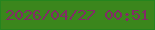 文字の大きさ：3、枠の色：25851e、背景の色：3b861c、文字の色：822b66 無料ブログパーツのブログ時計