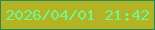 文字の大きさ：5、枠の色：25895c、背景の色：b3b324、文字の色：6afa94 無料ブログパーツのブログ時計