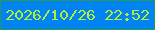 文字の大きさ：5、枠の色：259a54、背景の色：0183f2、文字の色：b4ed37 無料ブログパーツのブログ時計