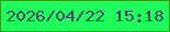 文字の大きさ：4、枠の色：25a013、背景の色：1dfd5b、文字の色：3c4a63 無料ブログパーツのブログ時計