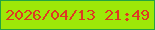 文字の大きさ：4、枠の色：25a440、背景の色：9ee808、文字の色：de3923 無料ブログパーツのブログ時計