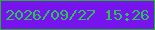 文字の大きさ：4、枠の色：25b32e、背景の色：7714ee、文字の色：28c456 無料ブログパーツのブログ時計