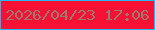 文字の大きさ：3、枠の色：25b8f2、背景の色：f71235、文字の色：9a796e 無料ブログパーツのブログ時計