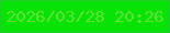 文字の大きさ：5、枠の色：25ca33、背景の色：07e207、文字の色：5ee137 無料ブログパーツのブログ時計