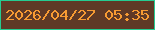 文字の大きさ：5、枠の色：25cb91、背景の色：5e3926、文字の色：f79b33 無料ブログパーツのブログ時計