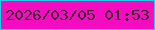 文字の大きさ：5、枠の色：25cbe8、背景の色：f60cc0、文字の色：412032 無料ブログパーツのブログ時計