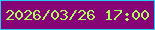 文字の大きさ：5、枠の色：25cbf3、背景の色：870476、文字の色：b1f764 無料ブログパーツのブログ時計