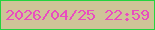 文字の大きさ：4、枠の色：25d33f、背景の色：cfc498、文字の色：e94cbf 無料ブログパーツのブログ時計