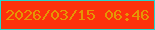 文字の大きさ：1、枠の色：25d6ce、背景の色：fd320c、文字の色：e59505 無料ブログパーツのブログ時計