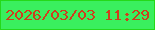 文字の大きさ：1、枠の色：25d919、背景の色：3aef5e、文字の色：cf3e1d 無料ブログパーツのブログ時計