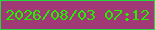 文字の大きさ：2、枠の色：25d93d、背景の色：a03976、文字の色：23ef00 無料ブログパーツのブログ時計