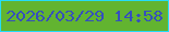 文字の大きさ：4、枠の色：25dbf8、背景の色：62b430、文字の色：354fbd 無料ブログパーツのブログ時計