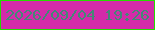 文字の大きさ：5、枠の色：25dc00、背景の色：d32ba9、文字の色：438877 無料ブログパーツのブログ時計