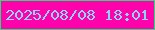 文字の大きさ：1、枠の色：25df7b、背景の色：fe02ac、文字の色：8bd6f8 無料ブログパーツのブログ時計