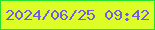 文字の大きさ：4、枠の色：25e12b、背景の色：ddfd27、文字の色：7659ee 無料ブログパーツのブログ時計