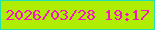 文字の大きさ：4、枠の色：25e1b1、背景の色：afee03、文字の色：f814c1 無料ブログパーツのブログ時計
