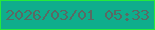 文字の大きさ：1、枠の色：25e93c、背景の色：0fad8c、文字の色：5a6963 無料ブログパーツのブログ時計