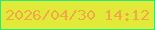 文字の大きさ：2、枠の色：25e979、背景の色：e1ea38、文字の色：f3a746 無料ブログパーツのブログ時計
