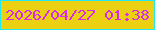 文字の大きさ：1、枠の色：25e9f2、背景の色：ebd111、文字の色：d52dea 無料ブログパーツのブログ時計