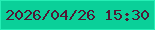 文字の大きさ：4、枠の色：25efb6、背景の色：0ad099、文字の色：511835 無料ブログパーツのブログ時計