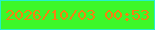 文字の大きさ：3、枠の色：25f0cb、背景の色：3df729、文字の色：f58011 無料ブログパーツのブログ時計
