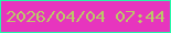 文字の大きさ：3、枠の色：25f8a8、背景の色：e735be、文字の色：bdc669 無料ブログパーツのブログ時計