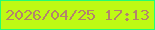 文字の大きさ：2、枠の色：25fd72、背景の色：bffa14、文字の色：b3846c 無料ブログパーツのブログ時計