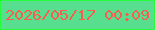 文字の大きさ：5、枠の色：25fe3a、背景の色：57de8e、文字の色：f85d4e 無料ブログパーツのブログ時計
