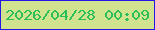 文字の大きさ：3、枠の色：2617e9、背景の色：d2e390、文字の色：2bbe59 無料ブログパーツのブログ時計