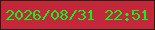 文字の大きさ：1、枠の色：261f12、背景の色：c5273a、文字の色：0ff323 無料ブログパーツのブログ時計