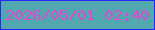文字の大きさ：2、枠の色：2625fd、背景の色：51a9af、文字の色：de49cf 無料ブログパーツのブログ時計