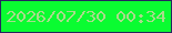文字の大きさ：3、枠の色：26265f、背景の色：0afc31、文字の色：a9db8b 無料ブログパーツのブログ時計