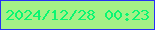文字の大きさ：2、枠の色：2631f6、背景の色：a4f187、文字の色：0bf672 無料ブログパーツのブログ時計