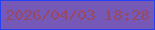 文字の大きさ：1、枠の色：2640f3、背景の色：7658b6、文字の色：98495f 無料ブログパーツのブログ時計