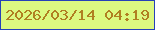 文字の大きさ：2、枠の色：2642b9、背景の色：dcf981、文字の色：b07f21 無料ブログパーツのブログ時計