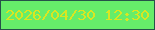 文字の大きさ：1、枠の色：265249、背景の色：66ed6a、文字の色：dae621 無料ブログパーツのブログ時計