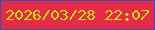 文字の大きさ：3、枠の色：2659be、背景の色：e72b46、文字の色：d7df15 無料ブログパーツのブログ時計