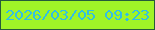 文字の大きさ：1、枠の色：265b3b、背景の色：a0f427、文字の色：31bfe3 無料ブログパーツのブログ時計