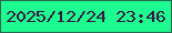 文字の大きさ：3、枠の色：26674f、背景の色：1dfa90、文字の色：391942 無料ブログパーツのブログ時計