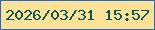 文字の大きさ：4、枠の色：2669c4、背景の色：fbe297、文字の色：0a5559 無料ブログパーツのブログ時計