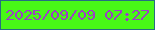 文字の大きさ：2、枠の色：266e81、背景の色：48f816、文字の色：9c3fc5 無料ブログパーツのブログ時計