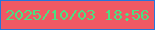 文字の大きさ：4、枠の色：2676dc、背景の色：f05964、文字の色：4be081 無料ブログパーツのブログ時計