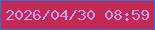 文字の大きさ：4、枠の色：2677dd、背景の色：c42954、文字の色：c39efc 無料ブログパーツのブログ時計