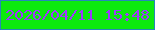 文字の大きさ：4、枠の色：2687b8、背景の色：0ce90d、文字の色：9f38fe 無料ブログパーツのブログ時計