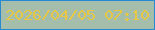 文字の大きさ：5、枠の色：2689d2、背景の色：a5bdab、文字の色：e6c846 無料ブログパーツのブログ時計