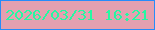 文字の大きさ：4、枠の色：268cfa、背景の色：e4a0b0、文字の色：26f8a2 無料ブログパーツのブログ時計