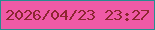 文字の大きさ：5、枠の色：268d90、背景の色：ef5aa6、文字の色：8d2631 無料ブログパーツのブログ時計